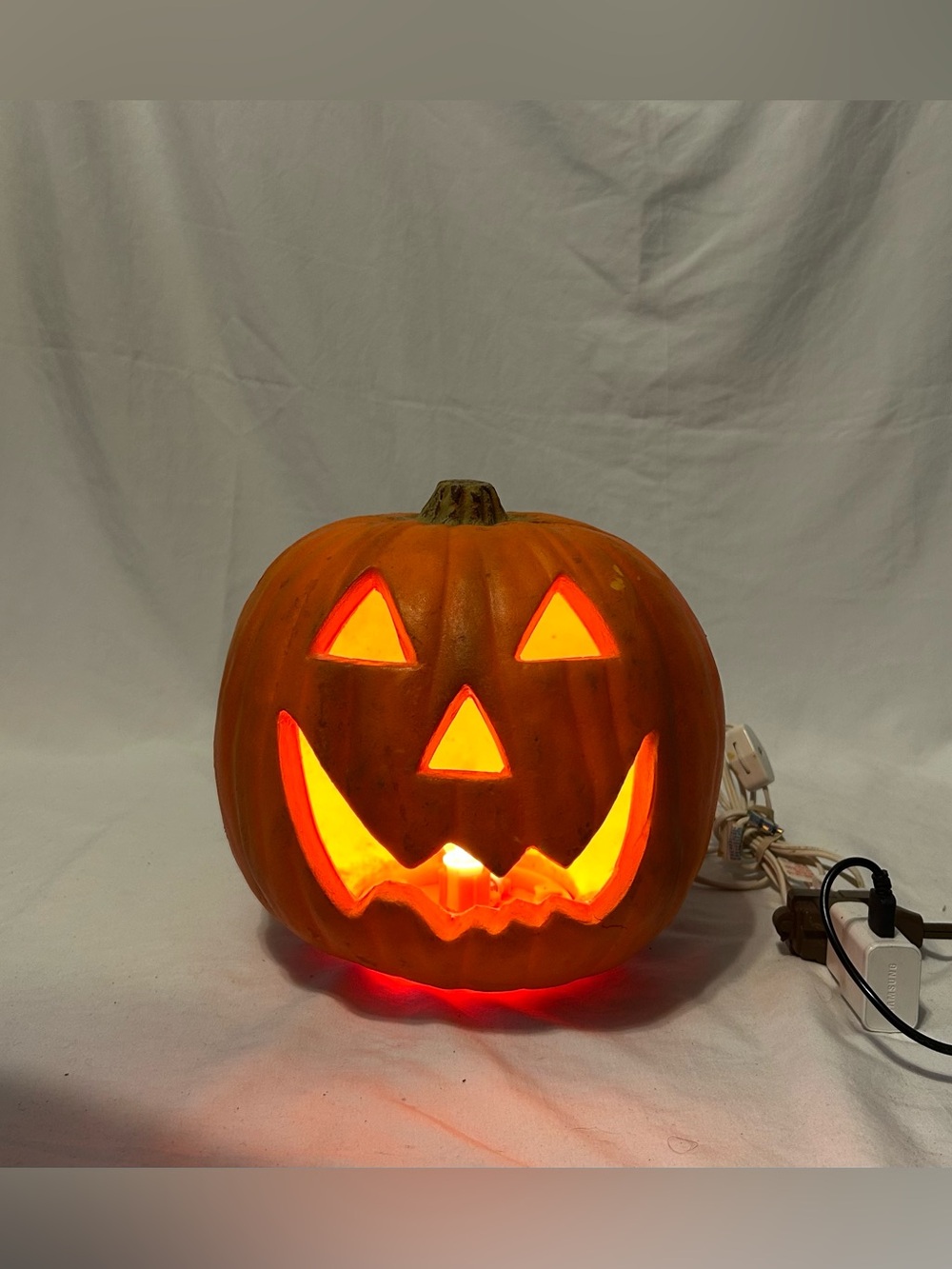 Vintage Gemmy 9" Light Up Foam Jack O Lantern Pumpkin Halloween Decor